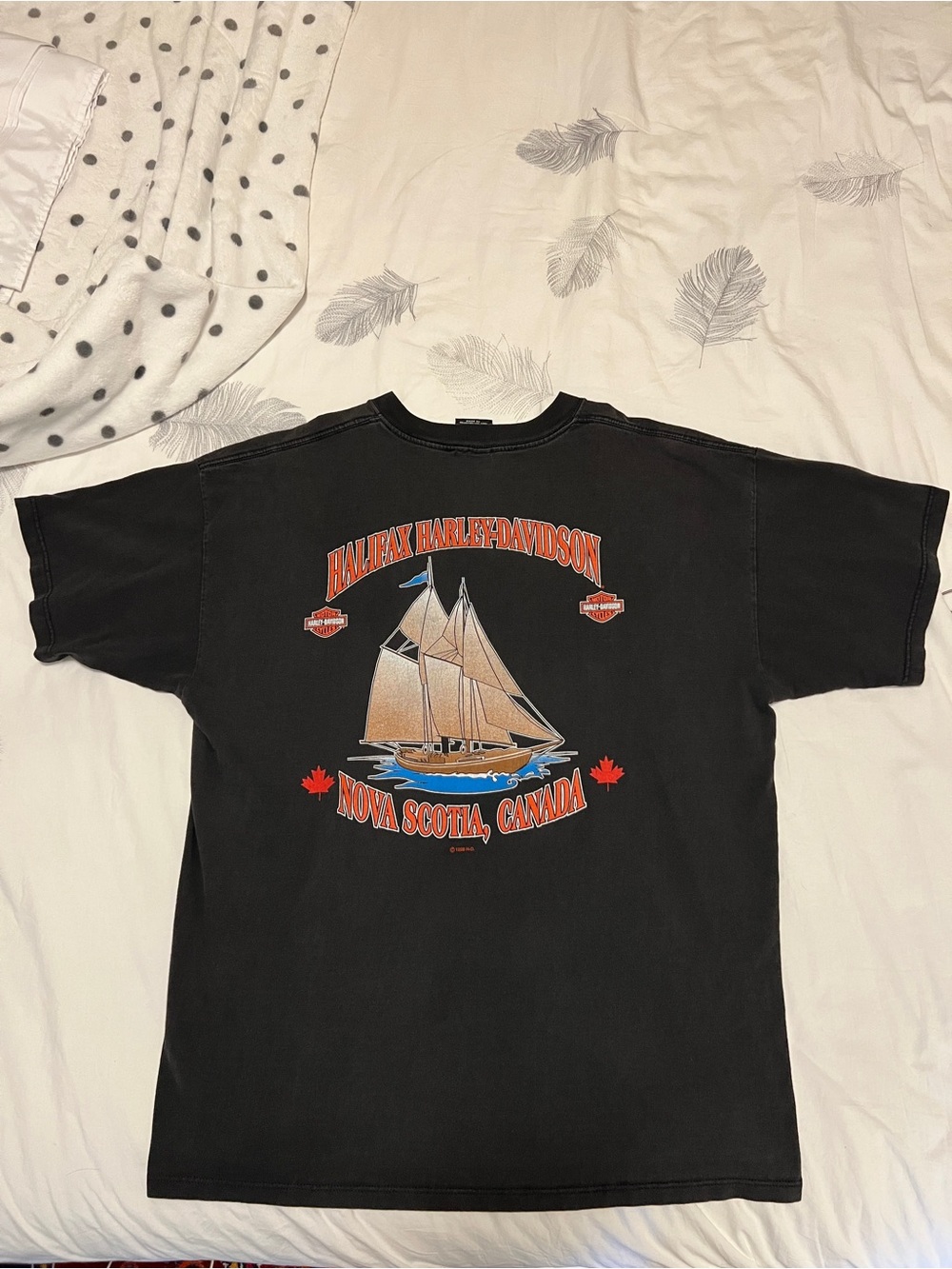 Harley-Davidson Black Short Sleeve Tee with Sailboat Graphic